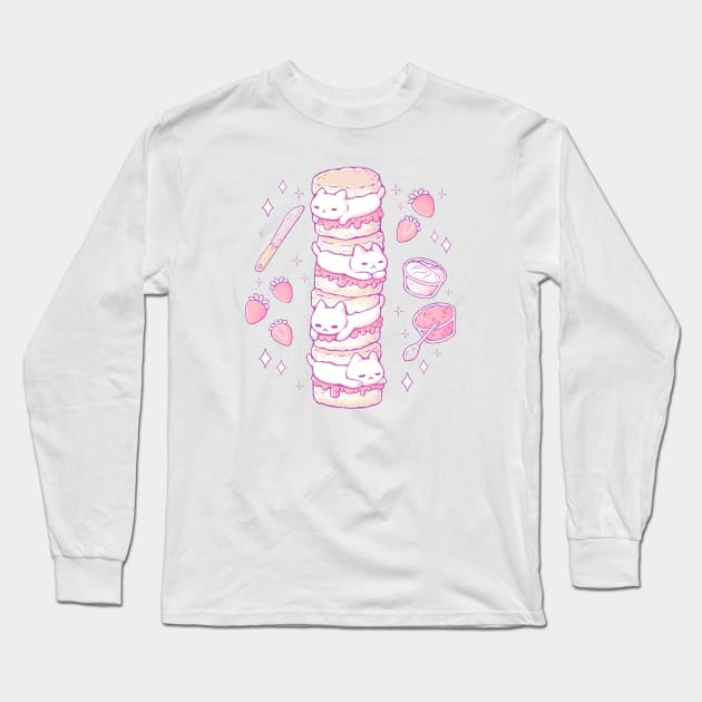 Cute Cat Scones Long Sleeve T-Shirt by xMorfina